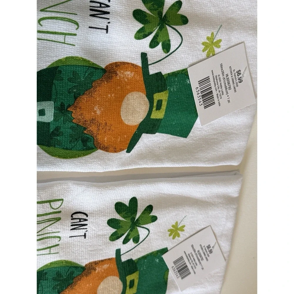 NWT Lot Of 2 ST PATRICKS DAY CAN'T PINCH THIS 16IN‎ X 26IN KITCHEN TOWEL TEA